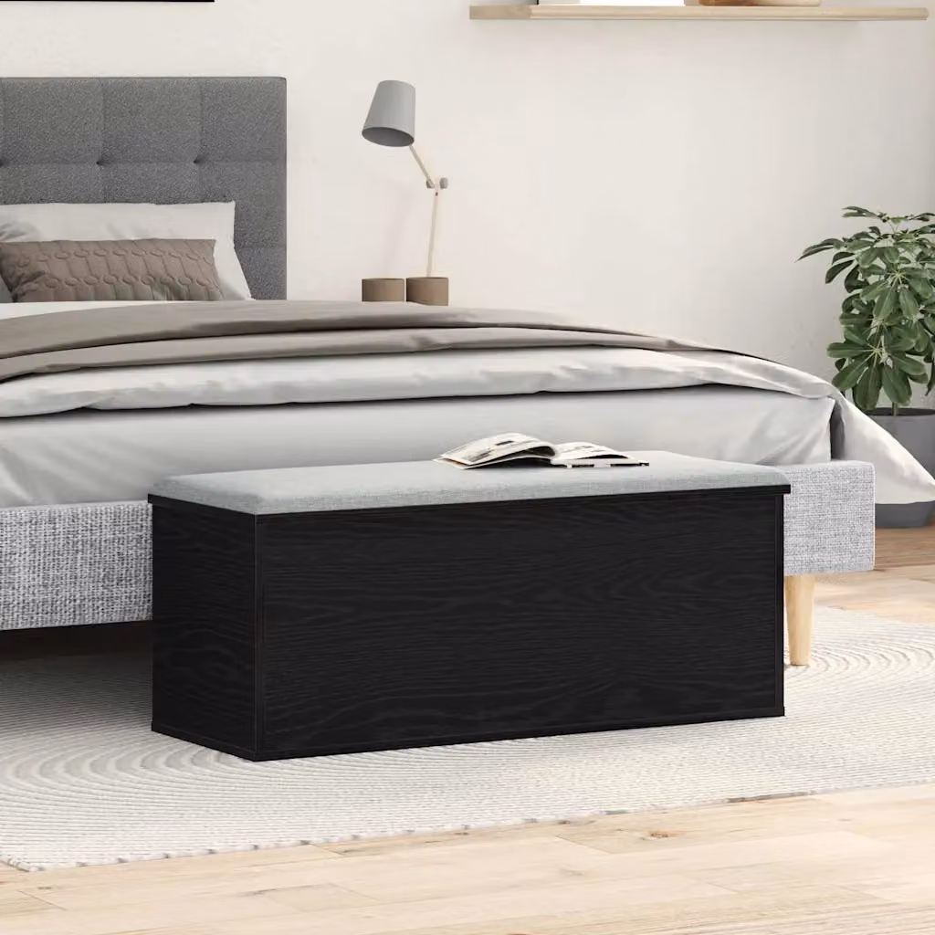 Scatola di stoccaggio moderna vidaXL in MDF color nero opaco L 90 cm x P 35 cm x H 35 cm