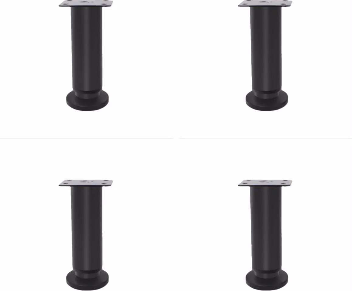 INF Gambe Regolabili da 120mm - Ideali per Tavolini, Divani e Armadi - Set da 4 Nero