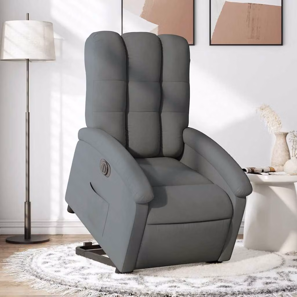 Poltrona Alzapersona Reclinabile Elettrica vidaXL Grigio con Braccioli e Supporto per Senior – 1
