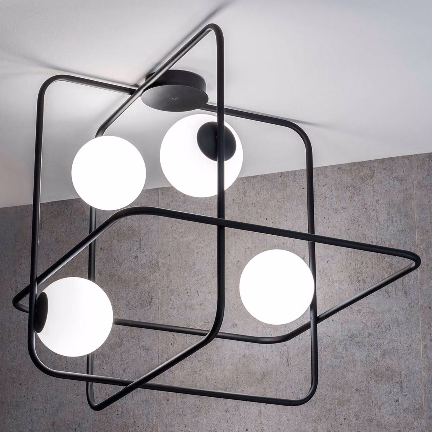 Marchetti Plafoniera di design Intrigo, dimmerabile, Nero, Soggiorno / Sala da pranzo, Metallo, Design, Plafoniera