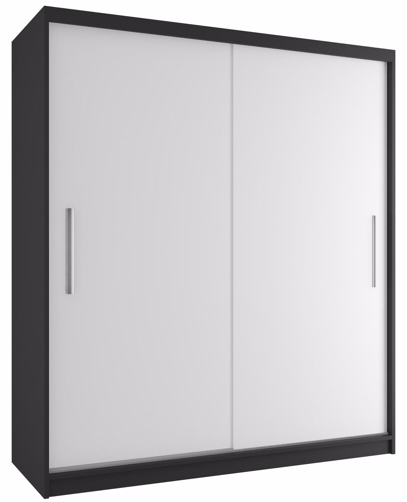 BELINI Verona, armadio scorrevole da 158 cm, nero/bianco opaco - armadio per l'ingresso con asta appendiabiti, ideale per la camera da letto