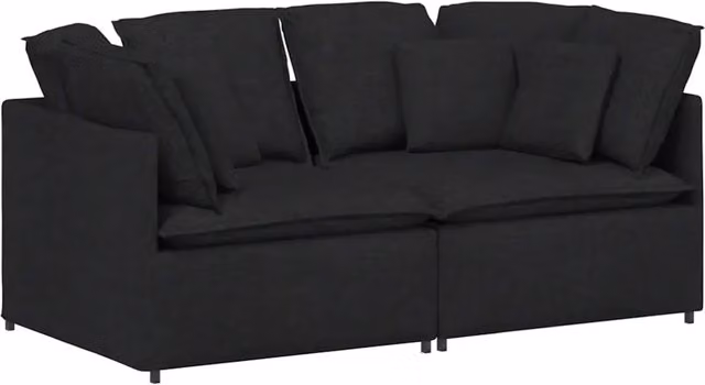 Divano | Divano da soggiorno | Sofa Modulare con Cuscini in Tessuto Nero