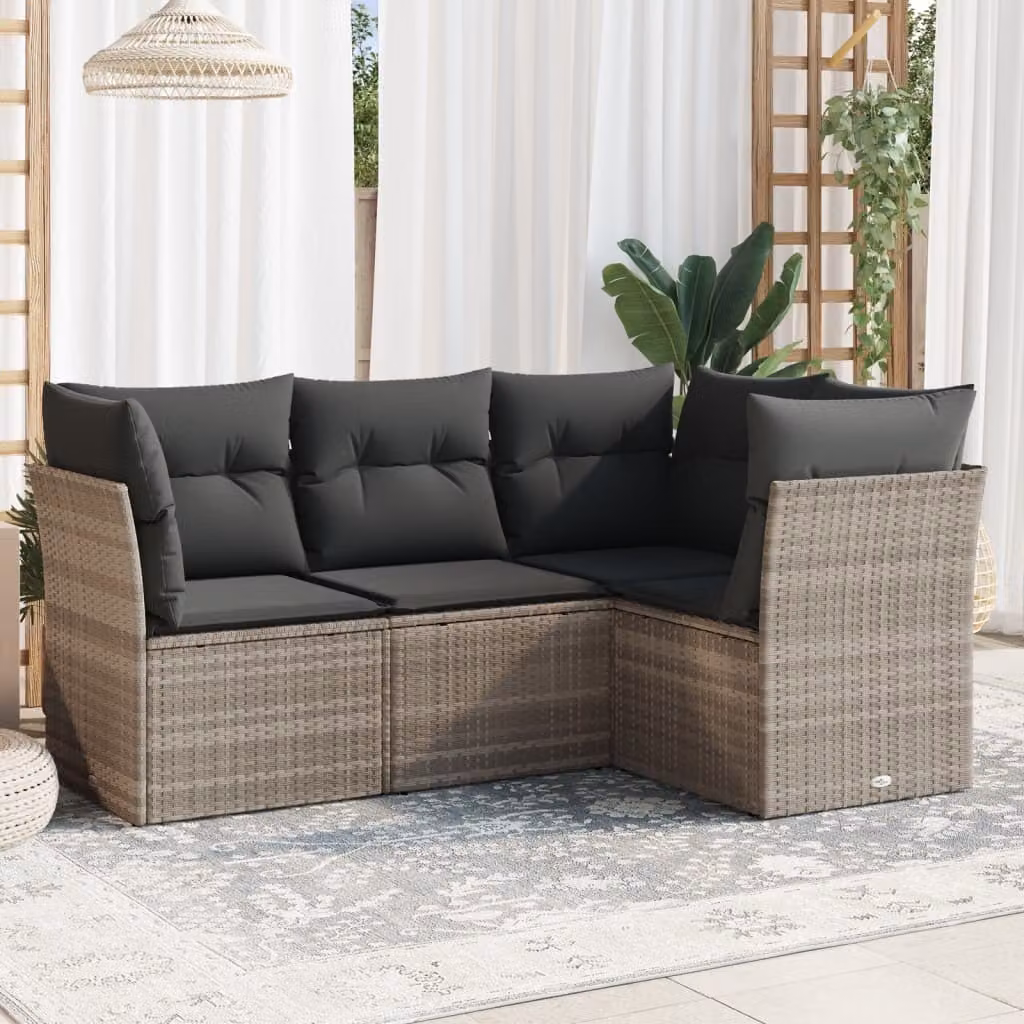 Maison Exclusive - Set Divano da Giardino 4pz con Cuscini Grigio Chiaro Polyrattan