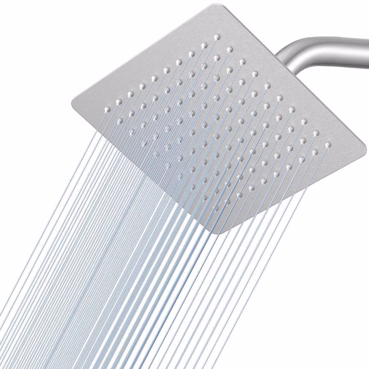 Doccia a pioggia, diametro 20 cm, finitura in nichel spazzolato, acciaio inossidabile 304, risparmio idrico, ugelli anticalcare, regolabile a 360°