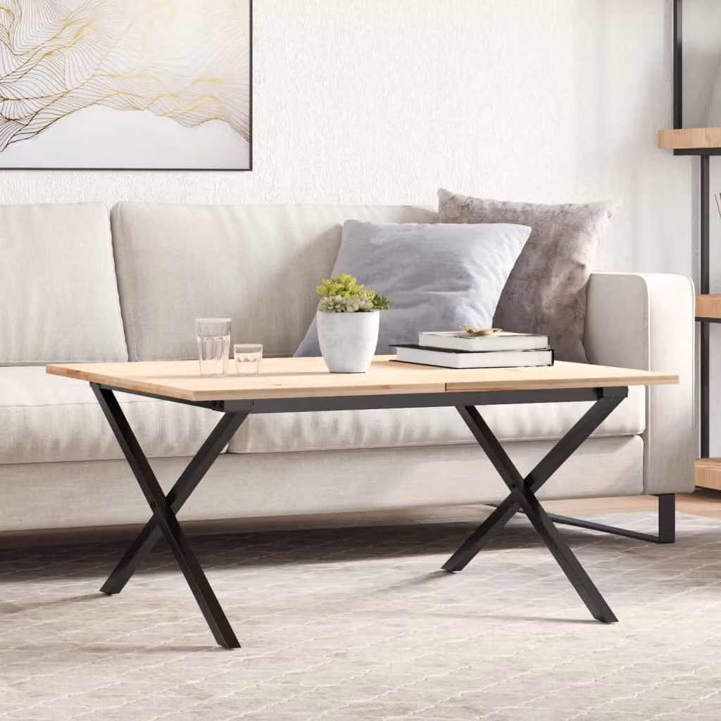 vidaXL Gambe a X per Tavolino da Salotto in Metallo Verniciato Nero L 80 cm, P 70 cm, H 43 cm