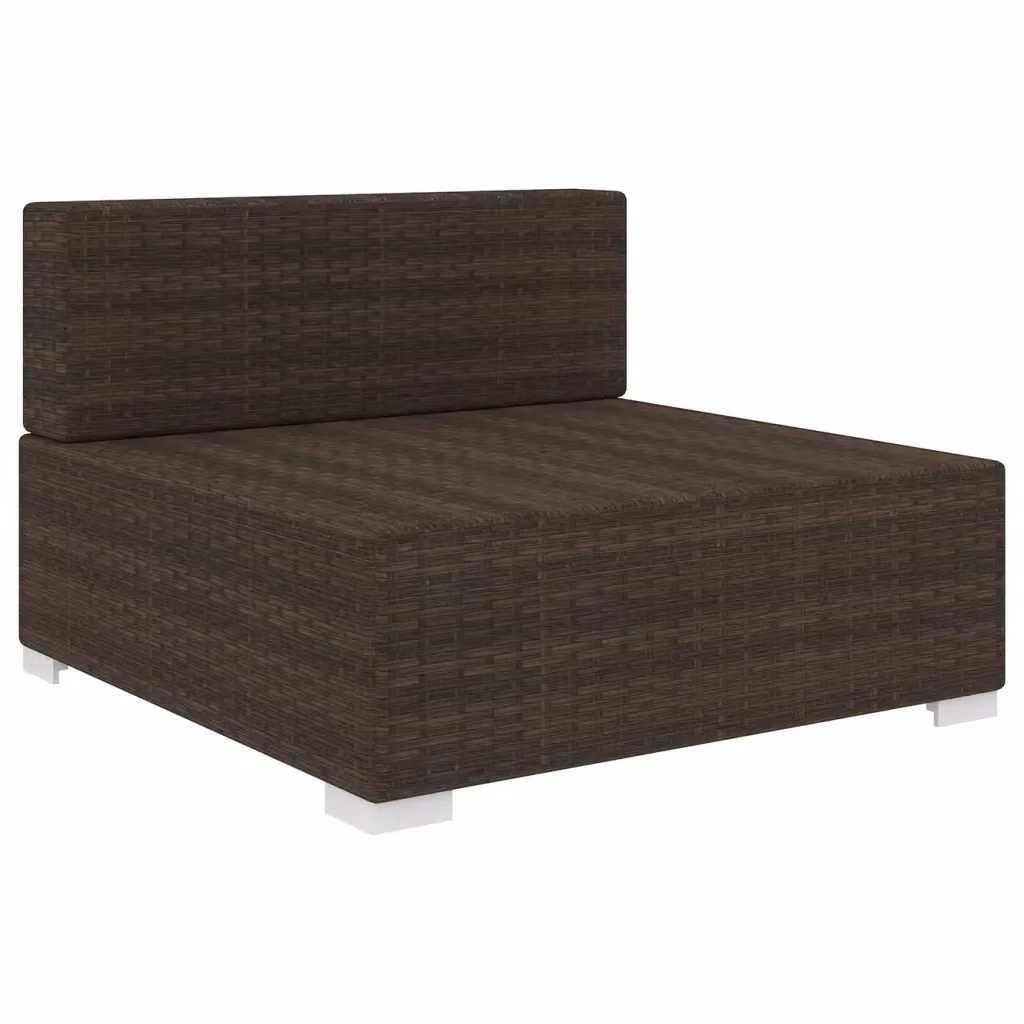 Sedia da giardino modulare in polyrattan marrone con cuscini bianchi e struttura in metallo – 2