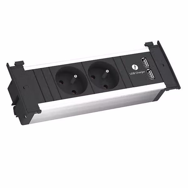 BACHMANN KAPSA S 2xUTE 1xUSB Caricatore Strom 2,0m CEE7/7
