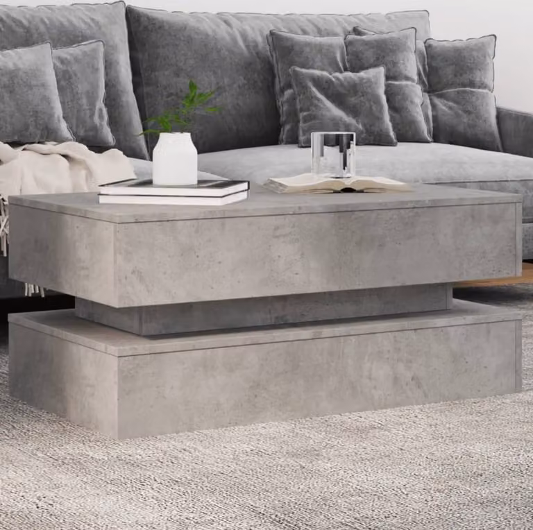 Maison Exclusive - Tavolino con luci LED grigio cemento 90x50x40 cm