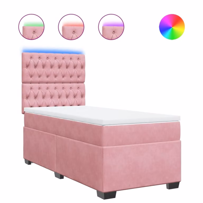 Giroletto a Molle con Materasso Rosa 100x200 cm in Velluto