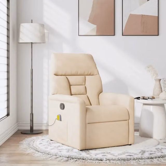 Poltrona Reclinabile Relax vidaXL in Microfibra Beige con Braccioli e Struttura in Legno e Metallo