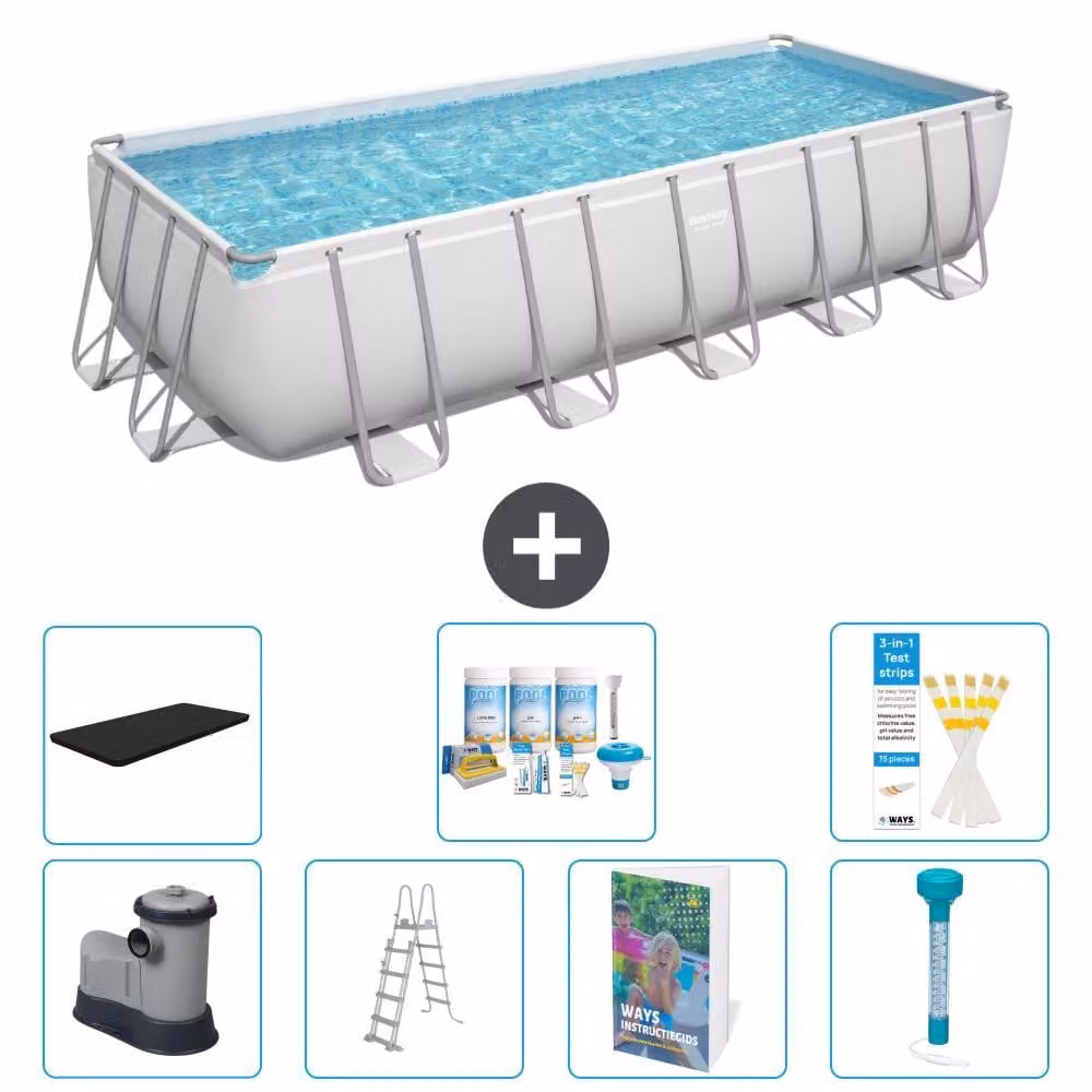 Bestway Power Steel, piscina rettangolare - 640x274x132 cm - composta da 6 parti, modello S574