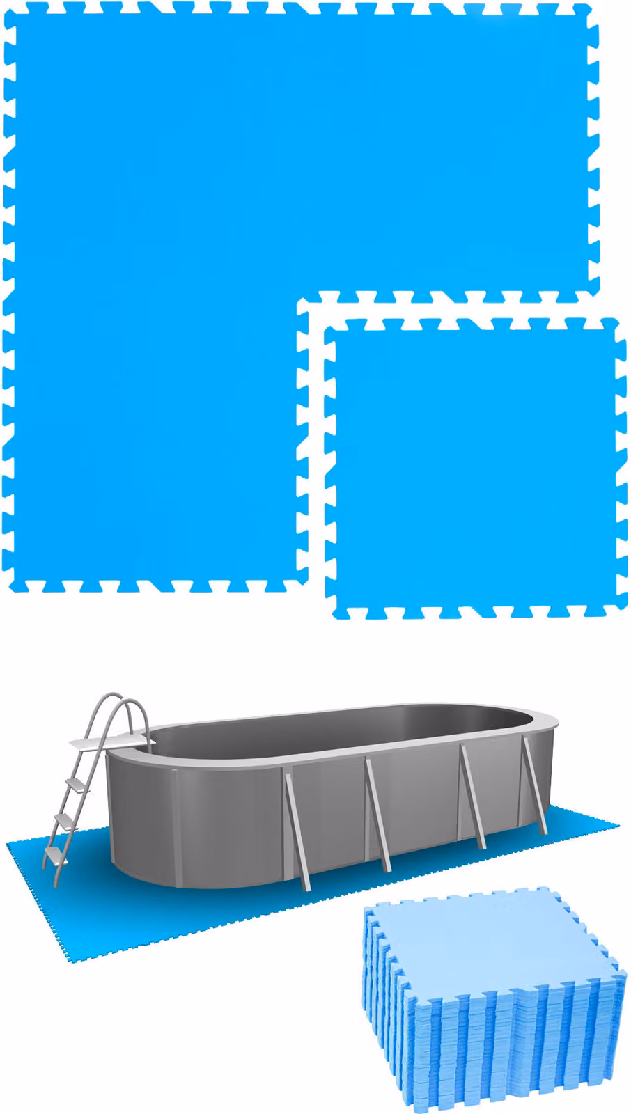 6,6 m² di sottofondo per piscina - 28 tappetini in EVA 50x50 sottofondo per piscina - set di tappetini per sottofondo
