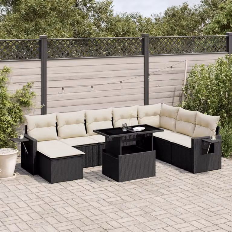 Maison Exclusive - Set Divani da Giardino con Cuscini 8 pz Nero in Polyrattan