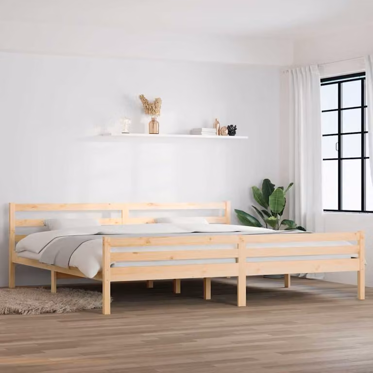 vidaXL Giroletto in legno massello di pino senza materasso, colore marrone e beige, L/P: 200 x 200 cm