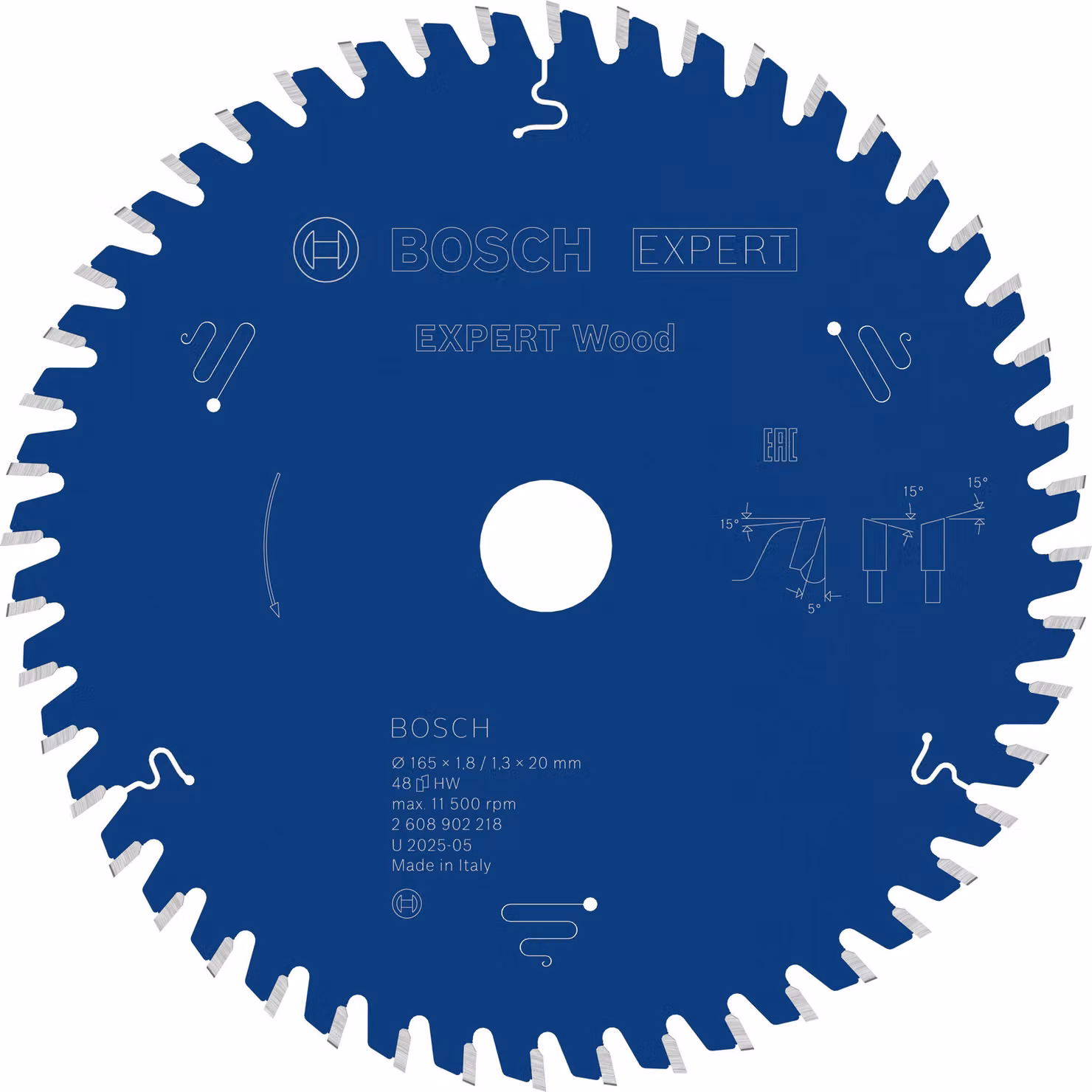 Bosch 1x lama per sega circolare EXPERT Wood (per legno tenero, legno duro, Ø mm, accessori professionali per seghe circolari de Hand con cavo)