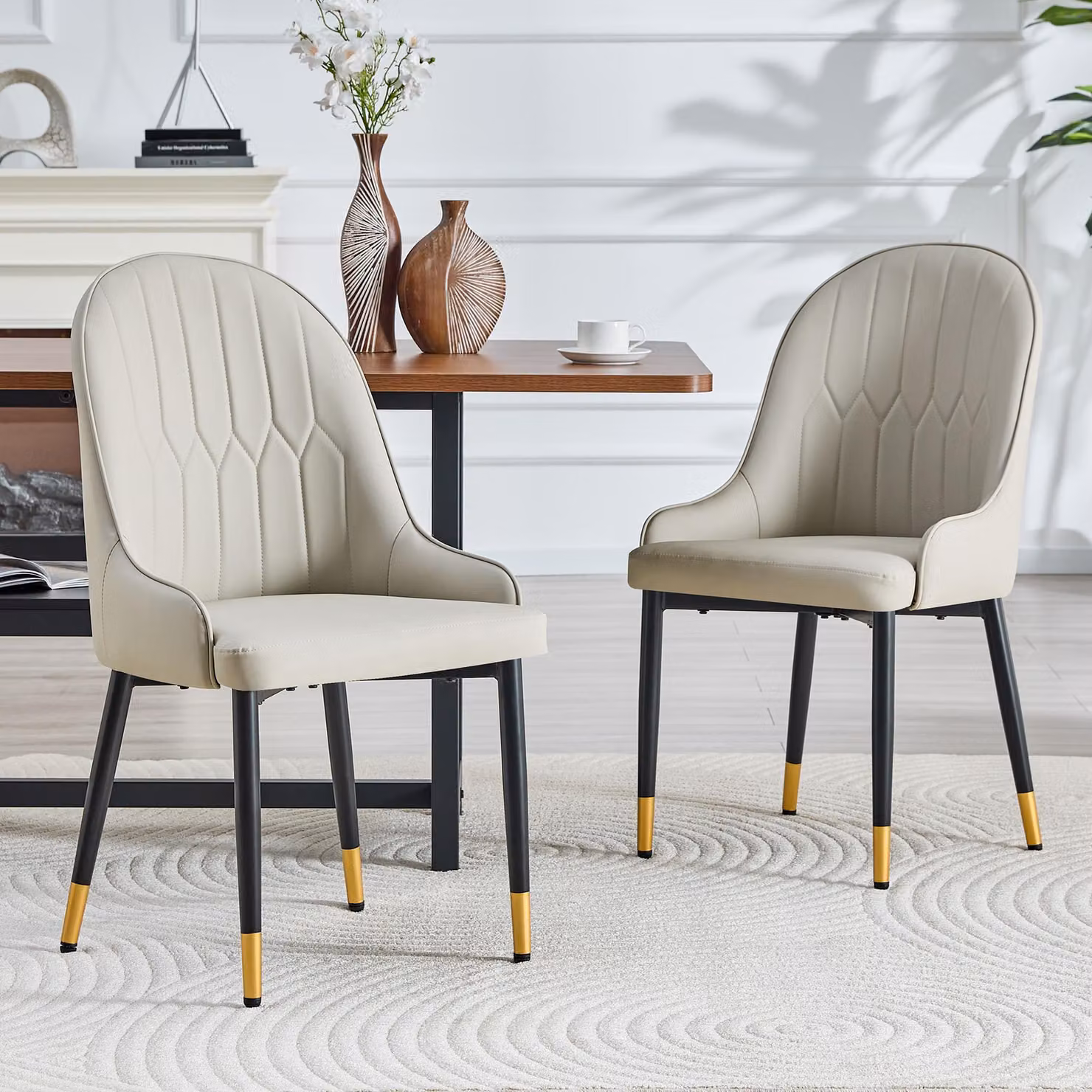 Set di 2 sedie da pranzo okwish, con schienale, stile "poster", imbottitura del sedile altamente elastica, design ergonomico, colore grigio caldo
