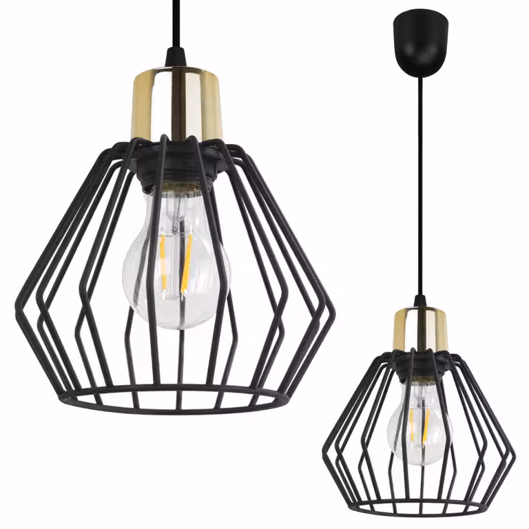 Lampada a sospensione, lampadario da soffitto, paralume in filo metallico, LED