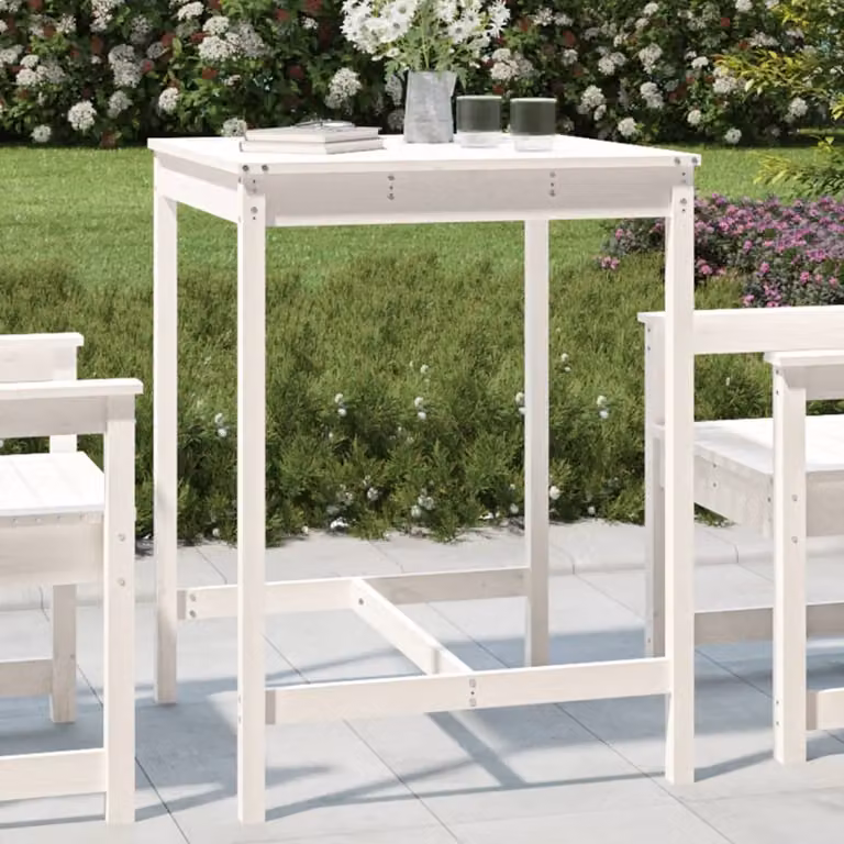 Maison Exclusive - Tavolo da giardino bianco 82,5x82,5x110 cm in legno massello di pino