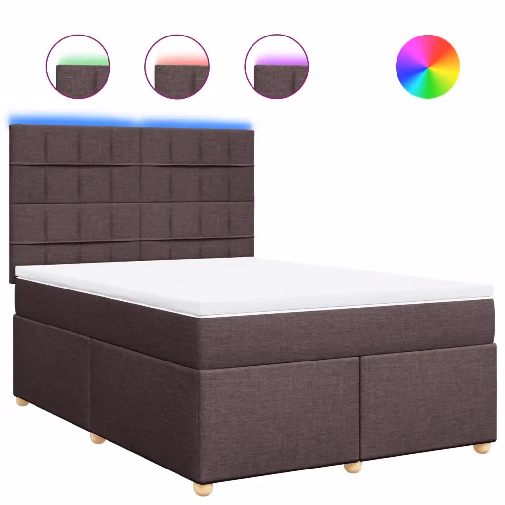vidaXL Letto Ibrido con Materasso e Giroletto a Molle in Tessuto Marrone e Bianco, L/P/H: 140 x 190 x 150,5 cm – 2