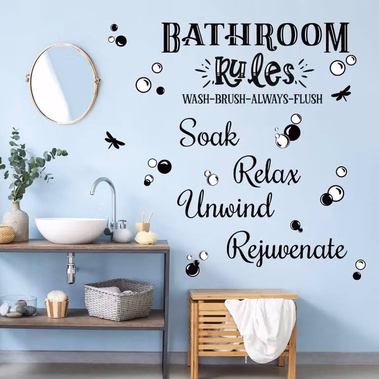 Adesivi murali impermeabili e removibili, ideali per bagno, toilette e doccia, set da 1, decorazioni per il bagno