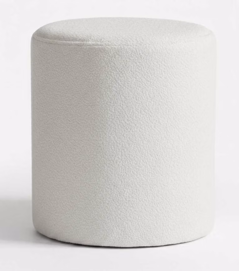 Pouf in stile moderno, colore beige, nuovo, morbido, in tessuto, comodo, in legno, per camera da letto