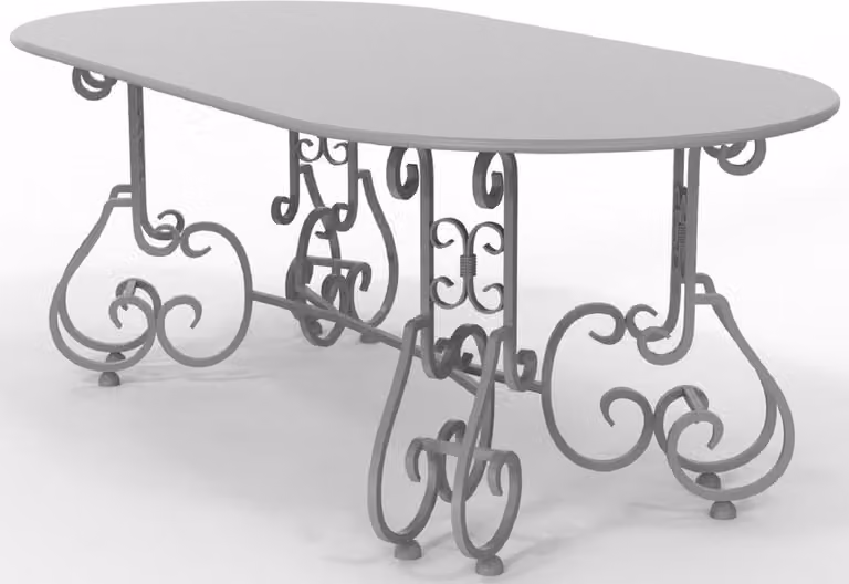 Casa Padrino Tavolo da giardino in stile liberty 200 x 100 x H. 73,5 cm - Vari colori - Tavolo ovale in ferro battuto per giardino e patio - Mobili da giardino e patio in ferro battuto in stile liberty