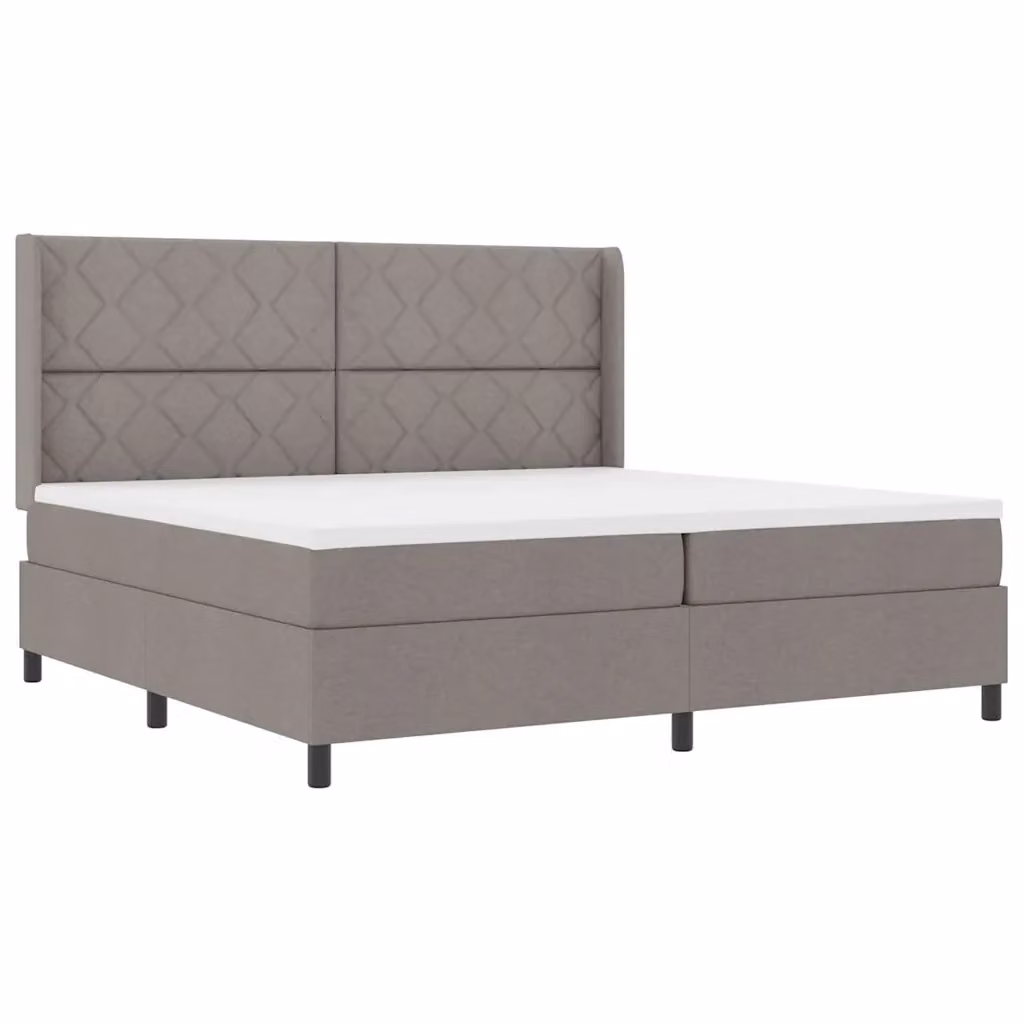 Letto a molle insacchettate con illuminazione LED sottostante e testiera Talpa vidaXL in tessuto beige e grigio L/P/H: 200 x 200 x 28 cm – 2