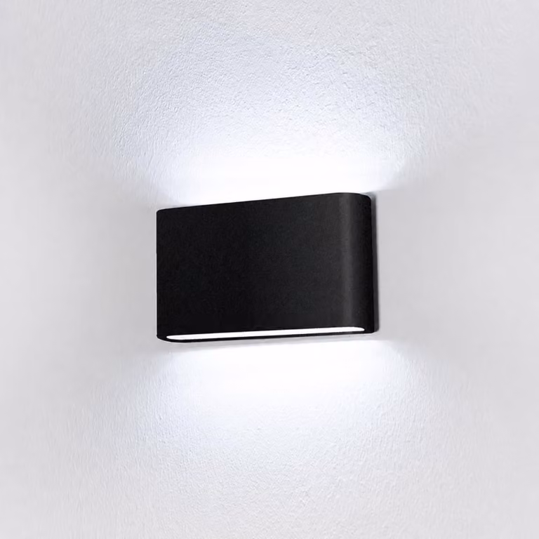 Lampada a parete LED, 6W, grado di protezione IP54, luce bianca fredda, colore nero