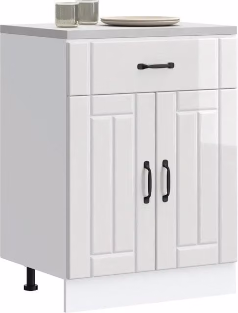 Mobile Base da Cucina Lucca Design Mania Bianco Lucido in Legno Multistrato L: 60 cm, P: 46 cm, H: 81,5 cm
