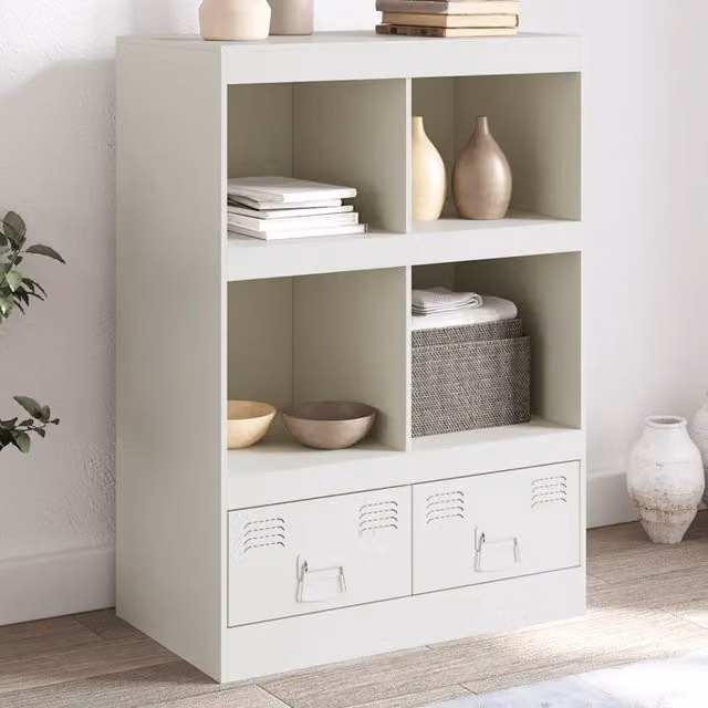 Credenza moderna bianca vidaXL in metallo e MDF L/P/H: 67 x 39 x 95 cm