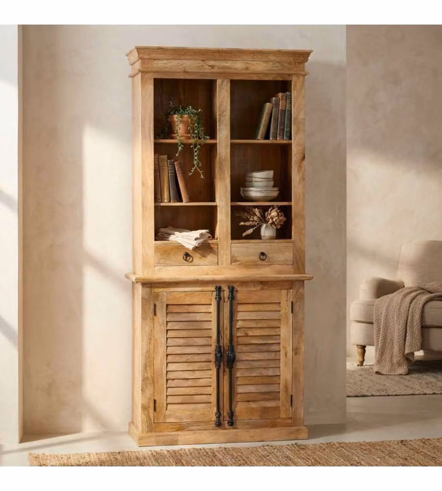Cosma Mobile Julian Credenza in Legno di Mango 100x40x215 cm Marrone Chiaro