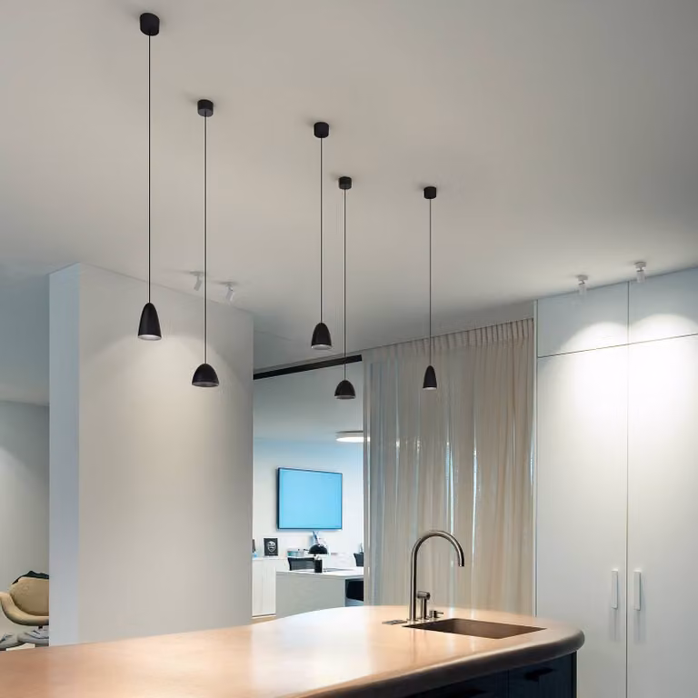 Wever & Ducré Lighting Lampada a sospensione Cozy Zone 1.0, Nero, Soggiorno / Sala da pranzo, Alluminio, Moderno, Lampada a sospensione