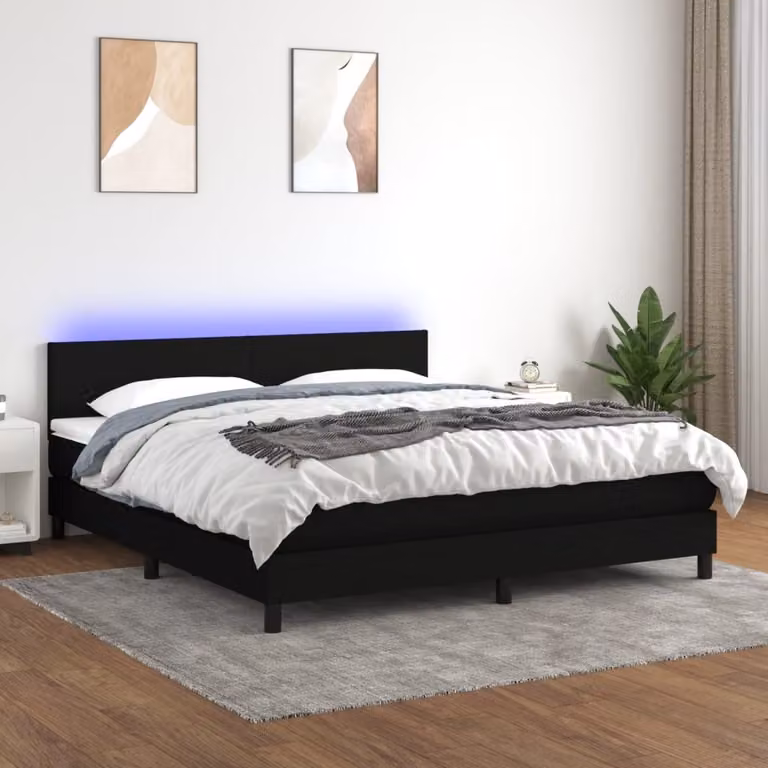 Maison Exclusive - Letto a Molle con Materasso e LED Nero 160x200 cm in Tessuto