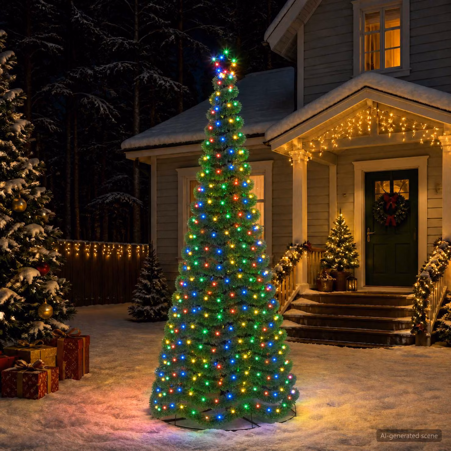 vidaXL Albero di Natale in tinsel con luci LED e base EKENAS 250 cm