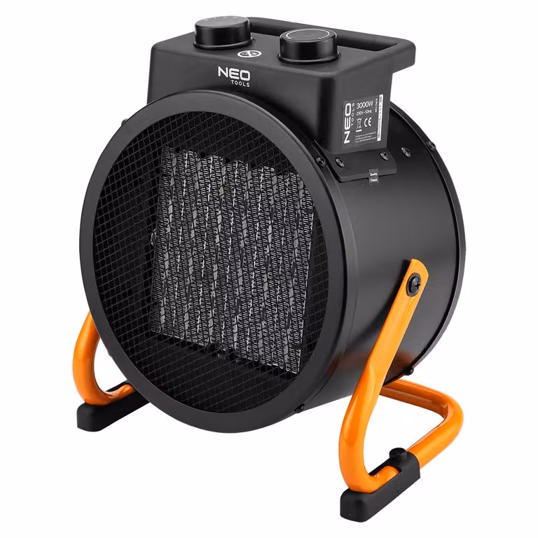 NEO TOOLS Riscaldatore elettrico ceramico PTC, 3kW, con termostato e interruttore di alimentazione, con ventilatore, a basso rumore, basso consumo energetico, angolo regolabile, flusso d'aria 280 m3/h