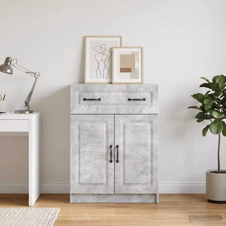 Credenza moderna vidaXL in legno ingegnerizzato grigio cemento, L 66 x P 34,5 x H 87 cm