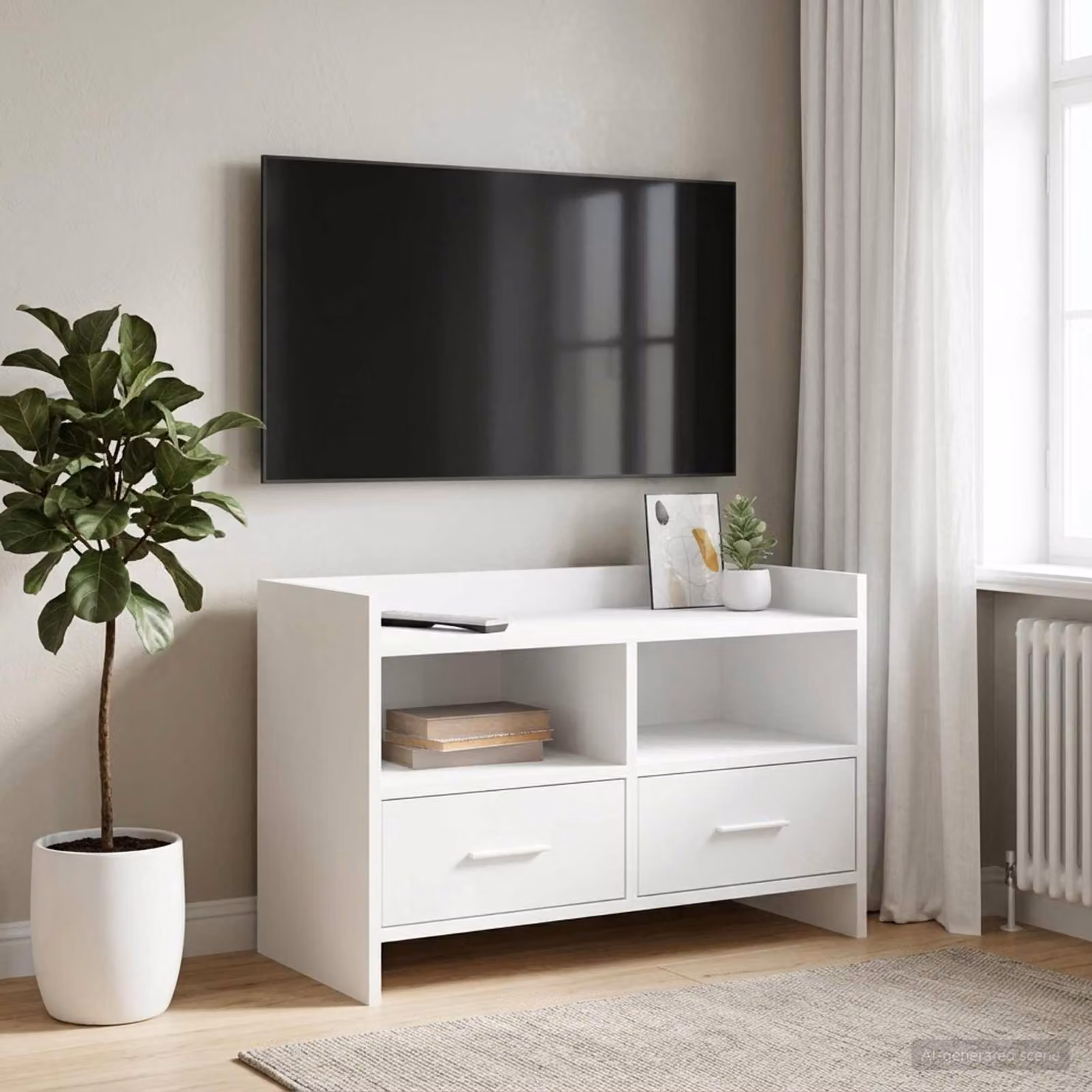 Mobile TV moderno vidaXL in legno ingegnerizzato bianco opaco L: 71,5 cm, P: 33 cm, H: 47 cm
