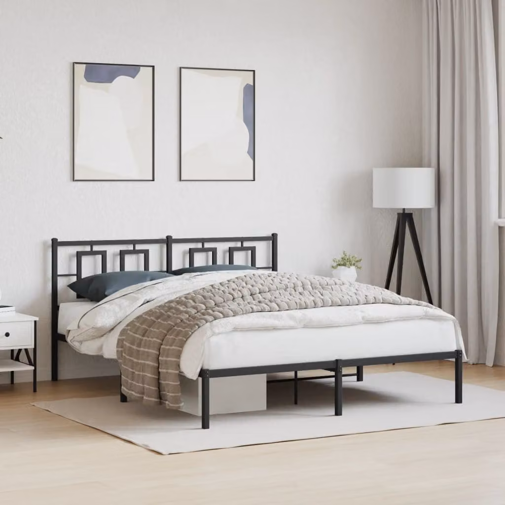 vidaXL Giroletto con Testiera in Metallo Nero L/P: 150 x 200 cm