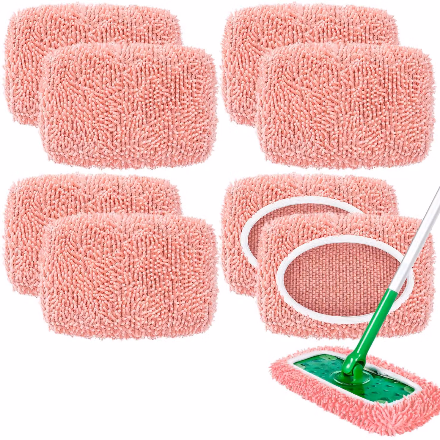 8 coperture in microfibra per mop Swiffer, riutilizzabili, con sacchetto per il lavaggio