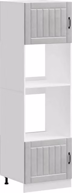 Set di 2 mobili per forno classici 60 x 57 x 207 cm con piedini regolabili design salva-spazio in legno multistrato grigio cemento 02_0055710