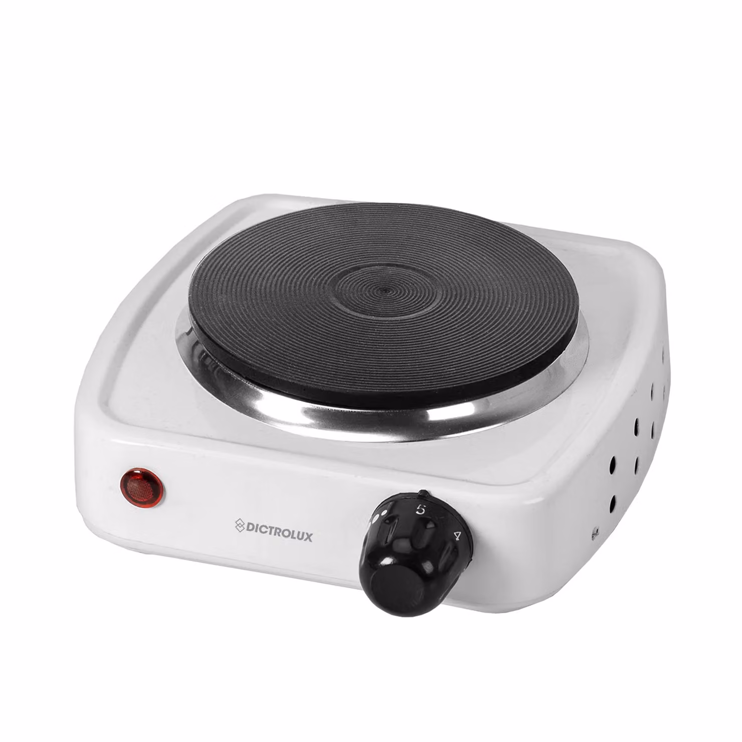 Fornello elettrico DICTROLUX con piastra in ghisa da 500 Watt, colore bianco, L/P/H: 18,5 x 15,5 x 6,5 cm