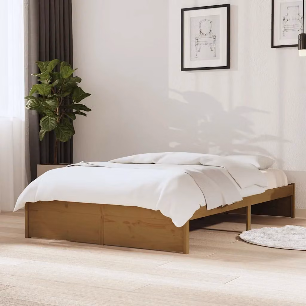 vidaXL Giroletto in Legno Massello di Pino Marrone con Doghe Fisse L/P/H: 120 x 195,5 x 125,5 cm