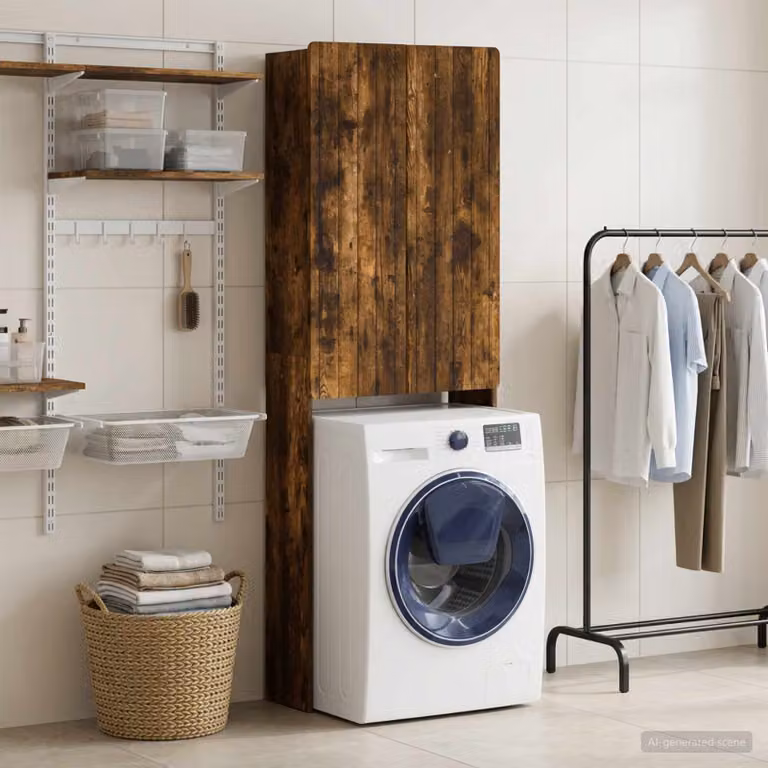 Mobiletto da bagno moderno vidaXL ZWOLLE in rovere fumo marrone L 66 cm x P 25,5 cm x H 190 cm