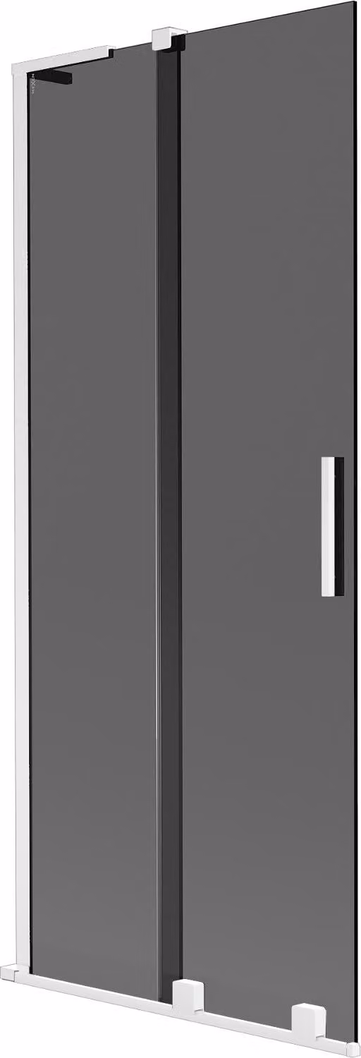Mexen Velar L paratia da vasca da bagno a 2 ante scorrevoli 80 x 150 cm, grafite, bianco - 896-080-003-41-20