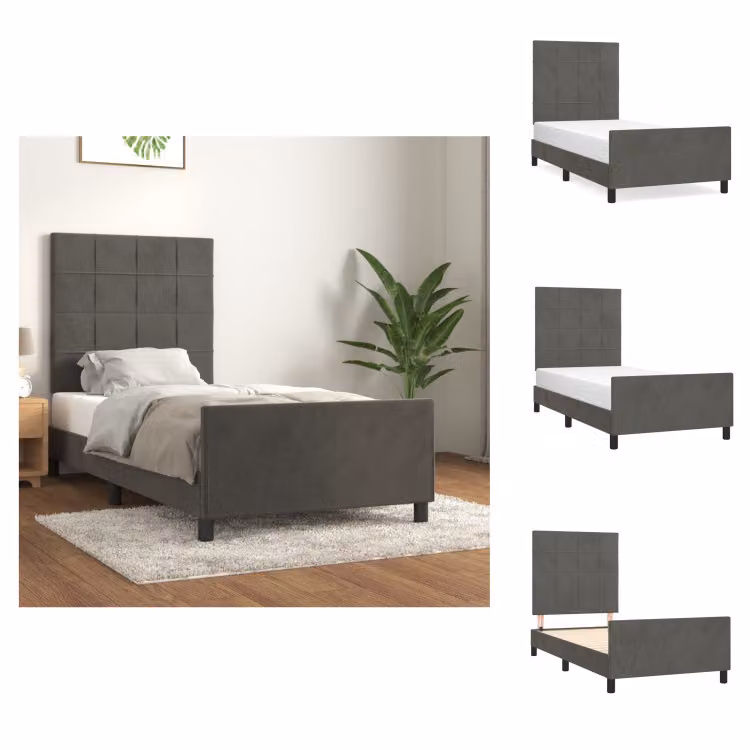 vidaXL Letto con testiera in velluto grigio scuro 80x200 cm - Letti & Reti