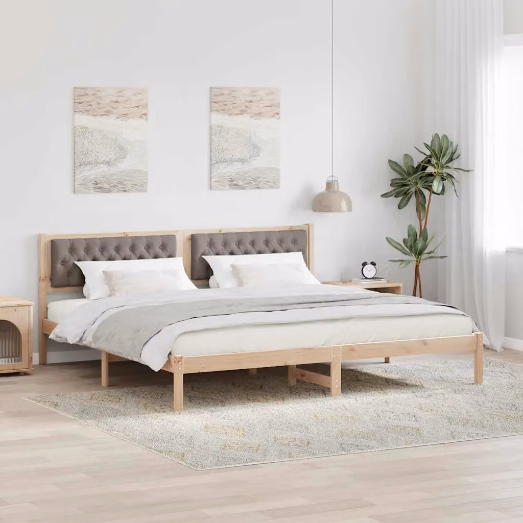 Struttura del letto Talpa vidaXL in pino massello, beige o marrone, 200 x 200 cm – 1