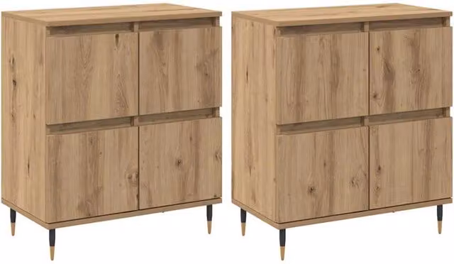 Set di 3 moderni armadietti portaoggetti 60 x 35 x 70 cm con ampio spazio di archiviazione in stile contemporaneo in legno di rovere artigianale 02_0056047