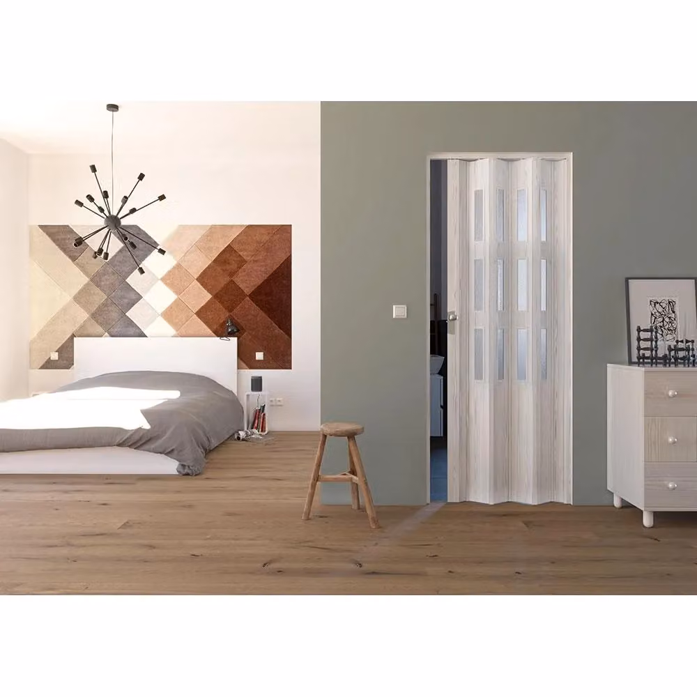 Porta a Soffietto da Interno Saba in PVC con Vetro Florance Bianco L: 88,5 cm, H: 214 cm – 2