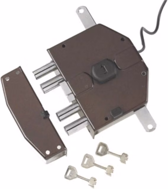 Serratura elettrica segreta sinistra con cilindro da 60 mm senza aste Assa Abloy colore marrone