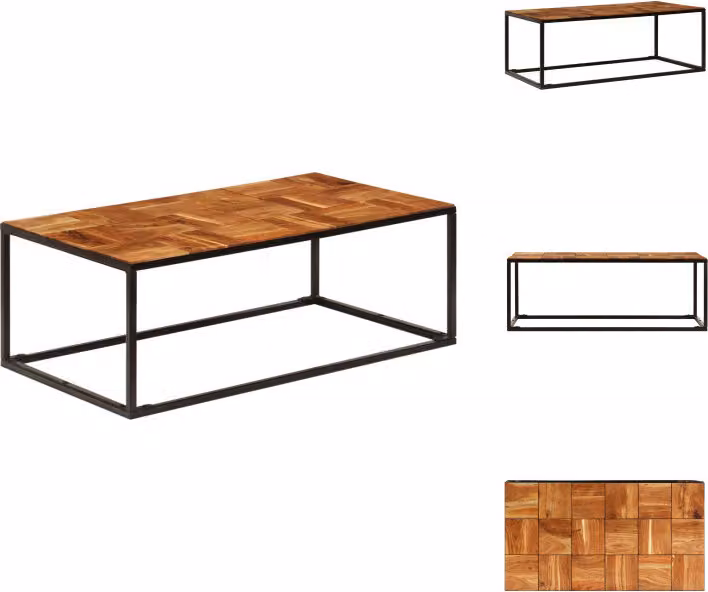 vidaXL Tavolino 110 x 60 x 40 cm in legno massiccio di acacia e acciaio - Tavolini da caffè